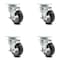 Service Caster 4 Inch Thermoplastic Rubber Wheel Swivel Top Plate Caster Set with Brake SCC SCC-20S414-TPRB-TLB-TP2-4 - alternate 2